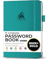 Clever Fox Password Book with Alphabetical Tabs Turquoise Medium