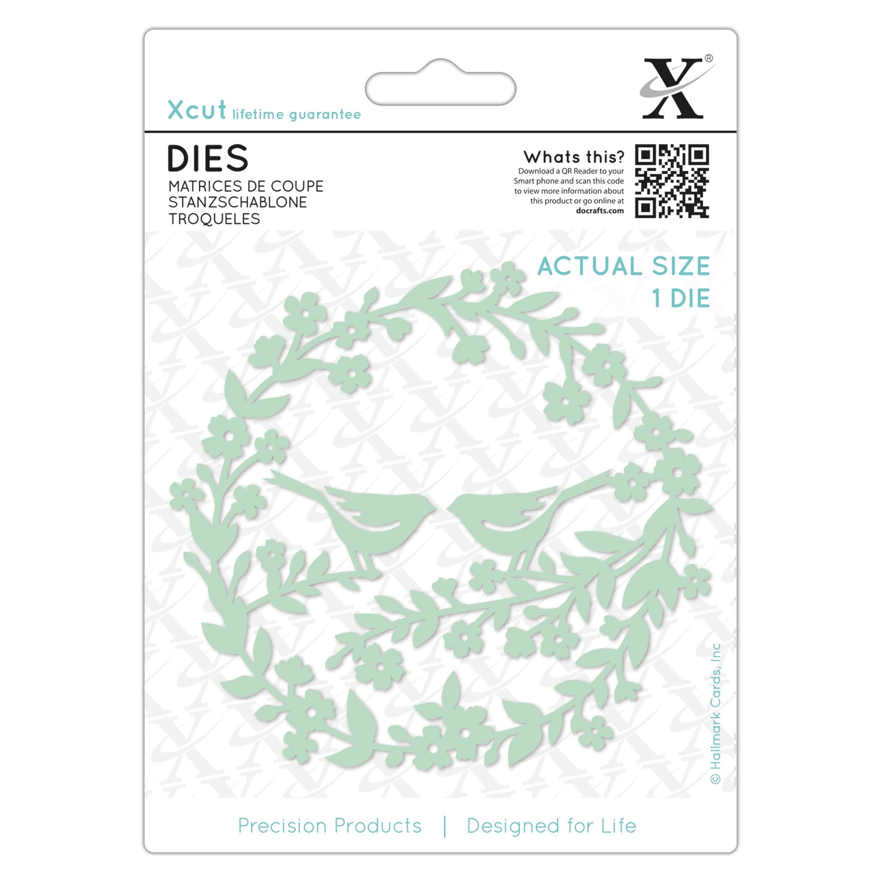 Xcut Dies - Bird Wreath,Green,19.5 x 14.3 x 1.2 cm