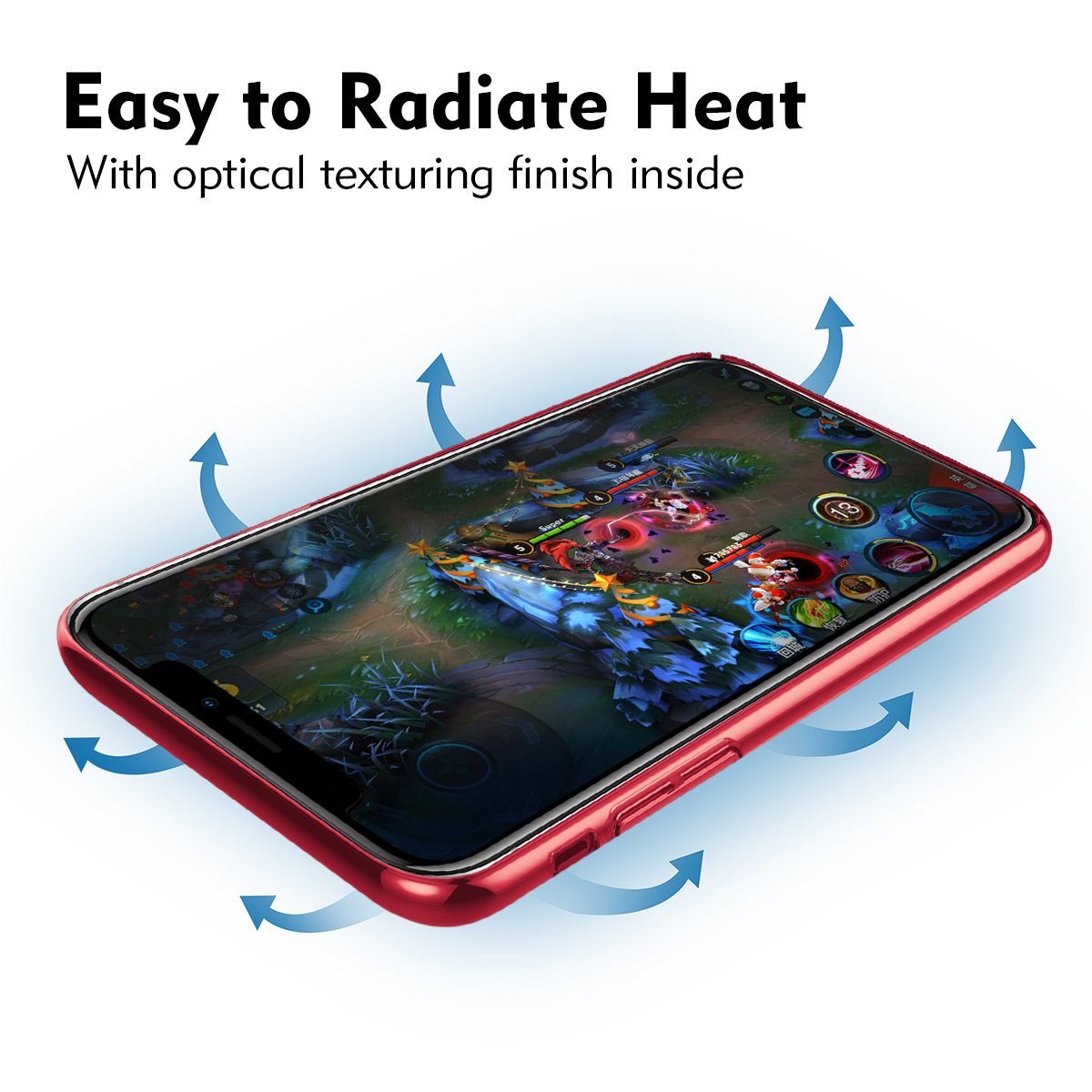 iPhone X Protective Case, Benks PC Clear 1mm Ultra Thin Case Cover Shockproof Transparent Back for iPhone X-5.8 inch (Red)