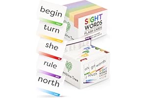 THE BAMBINO TREE Sight Words Flash Cards Kindergarten - 600 Words from Dolch's and Fry's Sight Word List on Thick Durable Large Flash Cards with Sorting Corner and 18 Learning Mini Games