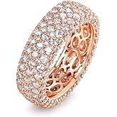 Barzel Women's Wide Eternity Ring Wedding Band - 18k White or Rose Gold Plated Wide Band Cubic Zirconia Eternity Ring