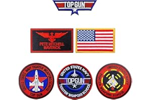 HOMIEGO 【Hook & Loop/Iron On】6 PCS Top Gon Patches Pilot Patches Morale Patches Military Patches Airsoft Patches Flight Patches for Jackets Tactical Patches for Backpacks - Hook & Loop