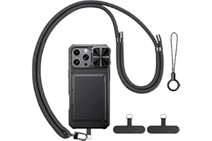 BXYJY for iPhone 16 Pro Max Case Wallet with Strap, Crossbody Cell Phone Lanyard for Women Men, Card Holder, Slide Camera Cover, Military Grade Drop Proof, Heavy Duty Case for iPhone 16 Pro Max, Black