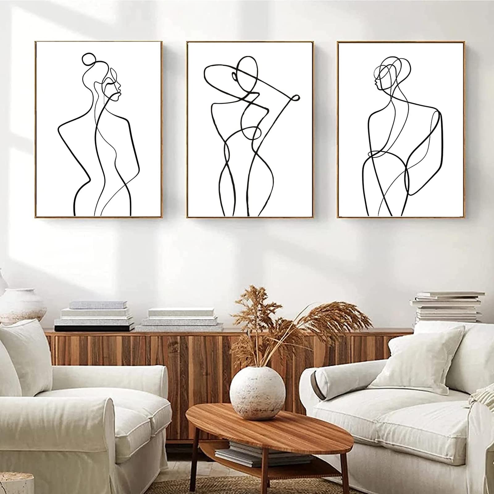 LXTOPN Minimalist Line Art Prints, Set of 3 Abstract Line Wall Art Poster, Waterproof Black White Female image Picture Kit for Bedroom Living Room, Frameless (Black White-A, 11.8x15.7in) — image 1