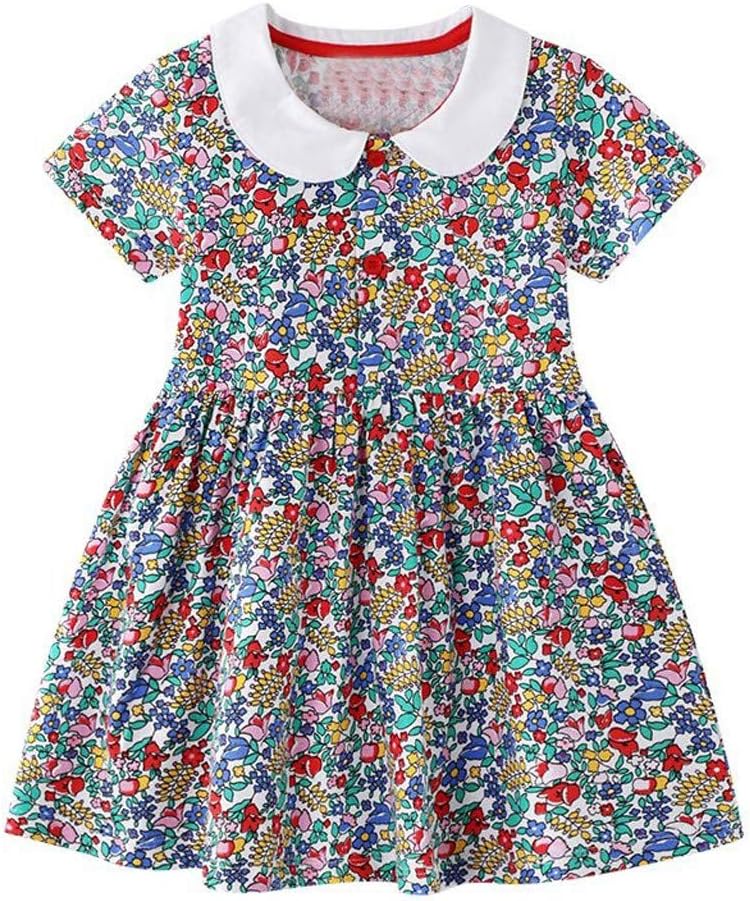 HINK Kids Dress for Girls, Toddler Floral Print Princess Dress Casual Outfits Clothes, Baby Girls Dress Skirt Sales