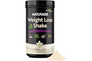 Naturade Weight Loss Shake Meal Replacement, 18 Servings - 25g Plant-Based Protein, CLA, Fiber & 18 Vitamins and Minerals Designed to Curb Cravings and Boost Daily Nutrition - Vanilla Creme