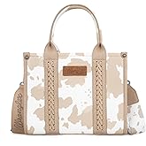 Wrangler Cow Print Tote Bag for Women Western Purse Boho Top Handle Satchel Handbag with Signature Strap