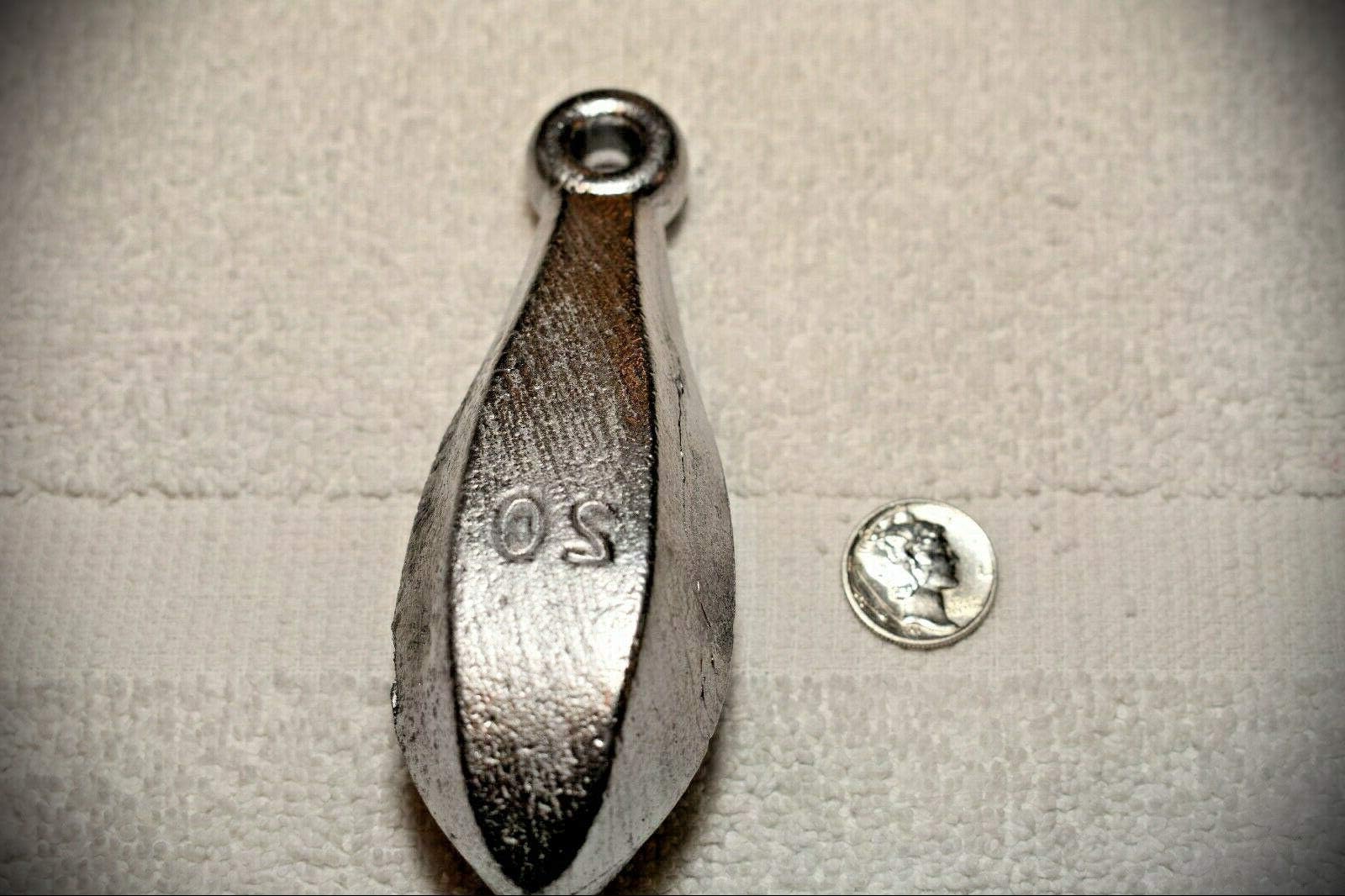 20 Oz Bank Fishing Lead Weights - 4 Sinkers - Deep Drop Weights Fishing Sinker Molds for Freshwater or Saltwater Fishing