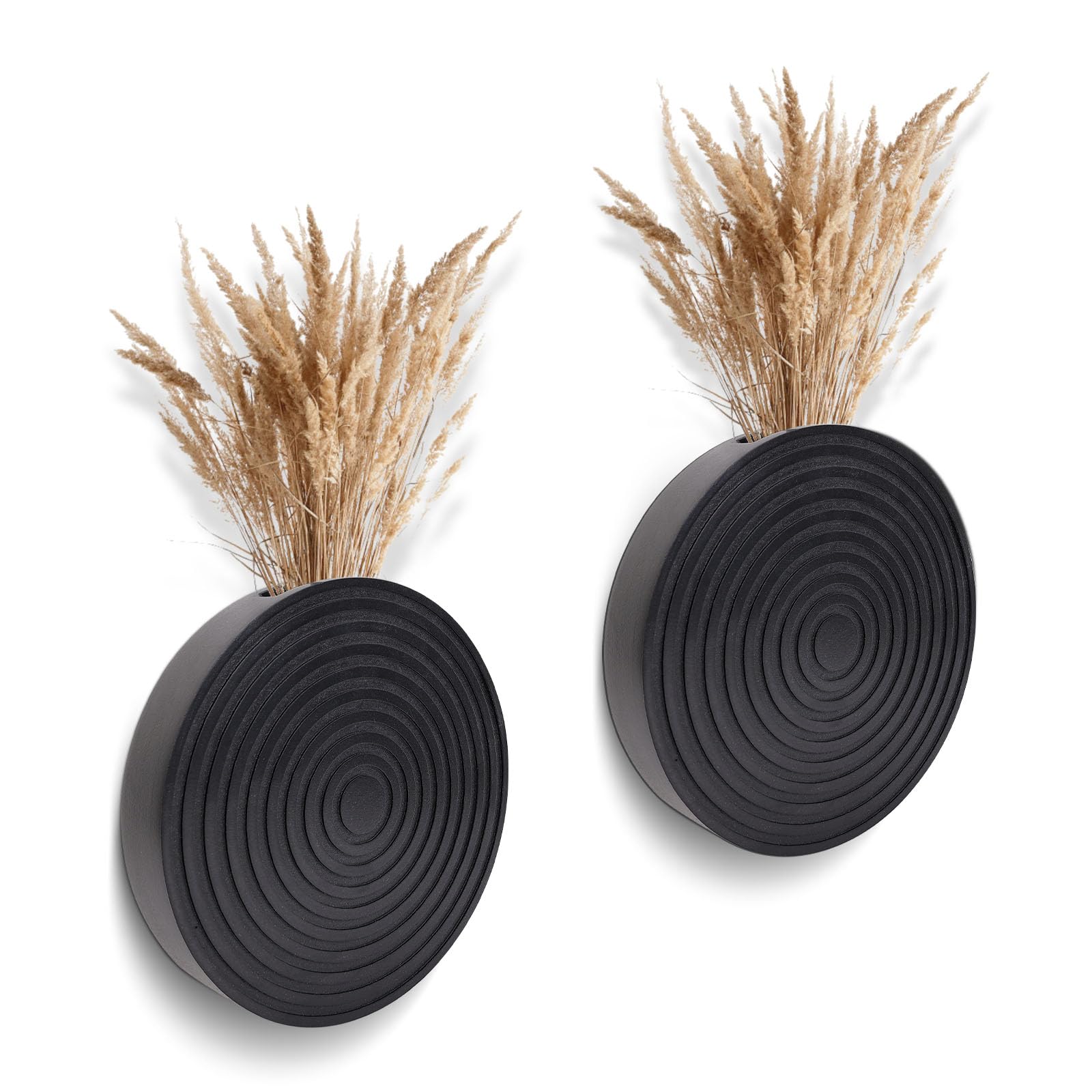 Photo 1 of Set of 2 Wall Planter for Indoor Plants, Boho Wall Decor for Living Room, Bathroom,Hanging Planter for Artificial Flower Plants(Black)