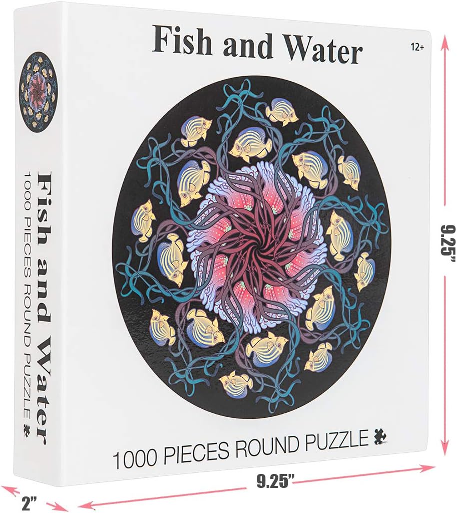 HICCUPfish Puzzle-Fish and Water- 1000 Pieces Dazzling Round Jigsaw Puzzles