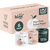 ecoHiny Premium Bamboo Toilet Paper 6 Mega Rolls 3ply 350 Sheets PFAS Free | Soft &amp; Strong, FSC Certified, Septic Safe, BPA &amp; Paraben Free, Elemental Chlorine Free, Non-Toxic, Zero Plastic Packaging