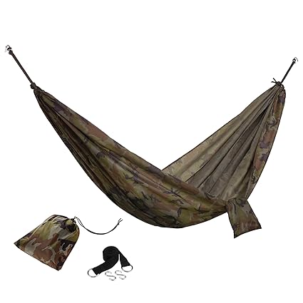 VonHaus Portable Lightweight Single Outdoor Camping Adventure Hammock with Heavy Duty Tree Straps & Travel Bag,