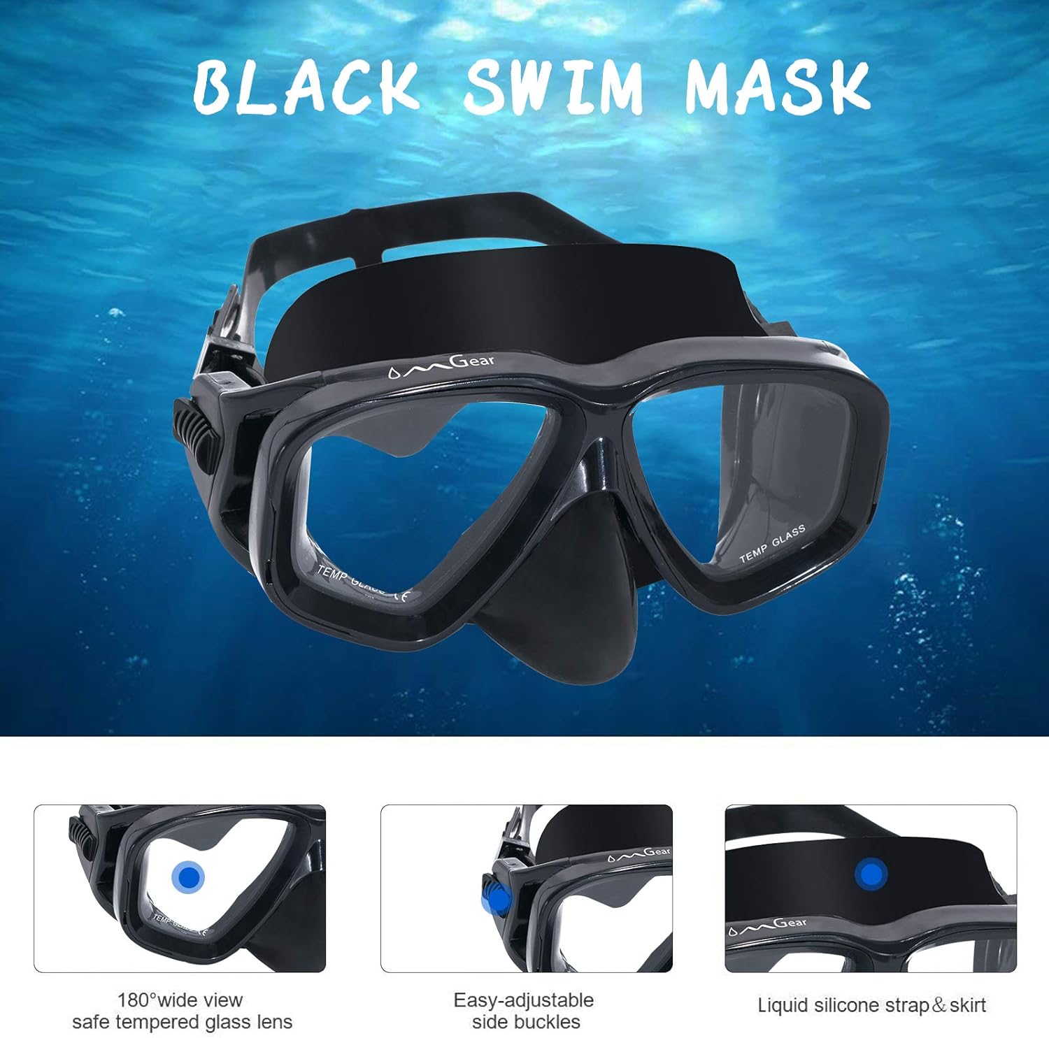 OMGear Junior Swimming Goggles with Nose Cover Adult Scuba Diving Mask Black Dive Glasses Snorkeling Goggles Snorkel Gear Kids Anti-Fog Swim Mask (Black) : Sports & Outdoors