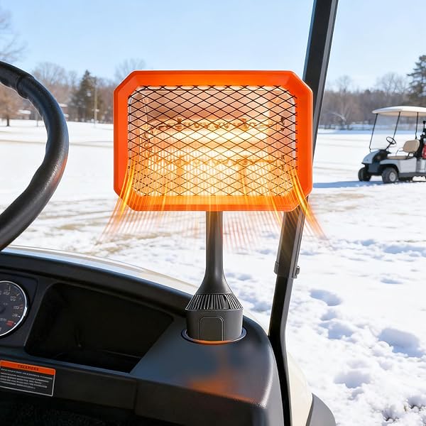 48V GOLF CART HEATER GOLF CART ACCESSORIES, 400W SAFE & FAST HEATING ELECTRIC HEATERS FOR GOLF CART, BATTERY OPERATED HEATER WITH 360° ADJUSTABLE ANGLE CARBON FIBER HEATING FOR CLUB CAR/YAMAHA/EZGO