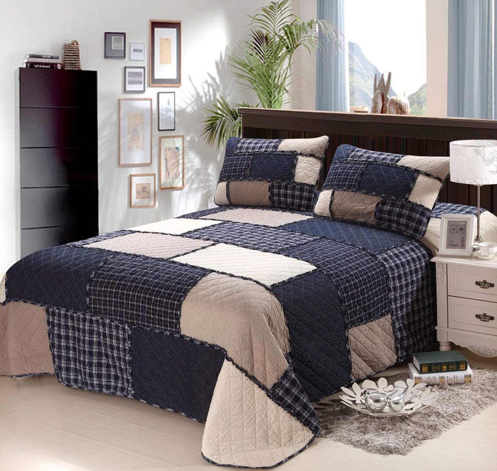 Bedspreads & Coverlets Home 100 Cotton Quilted Bedspread Throw Striped Comforter Patchwork