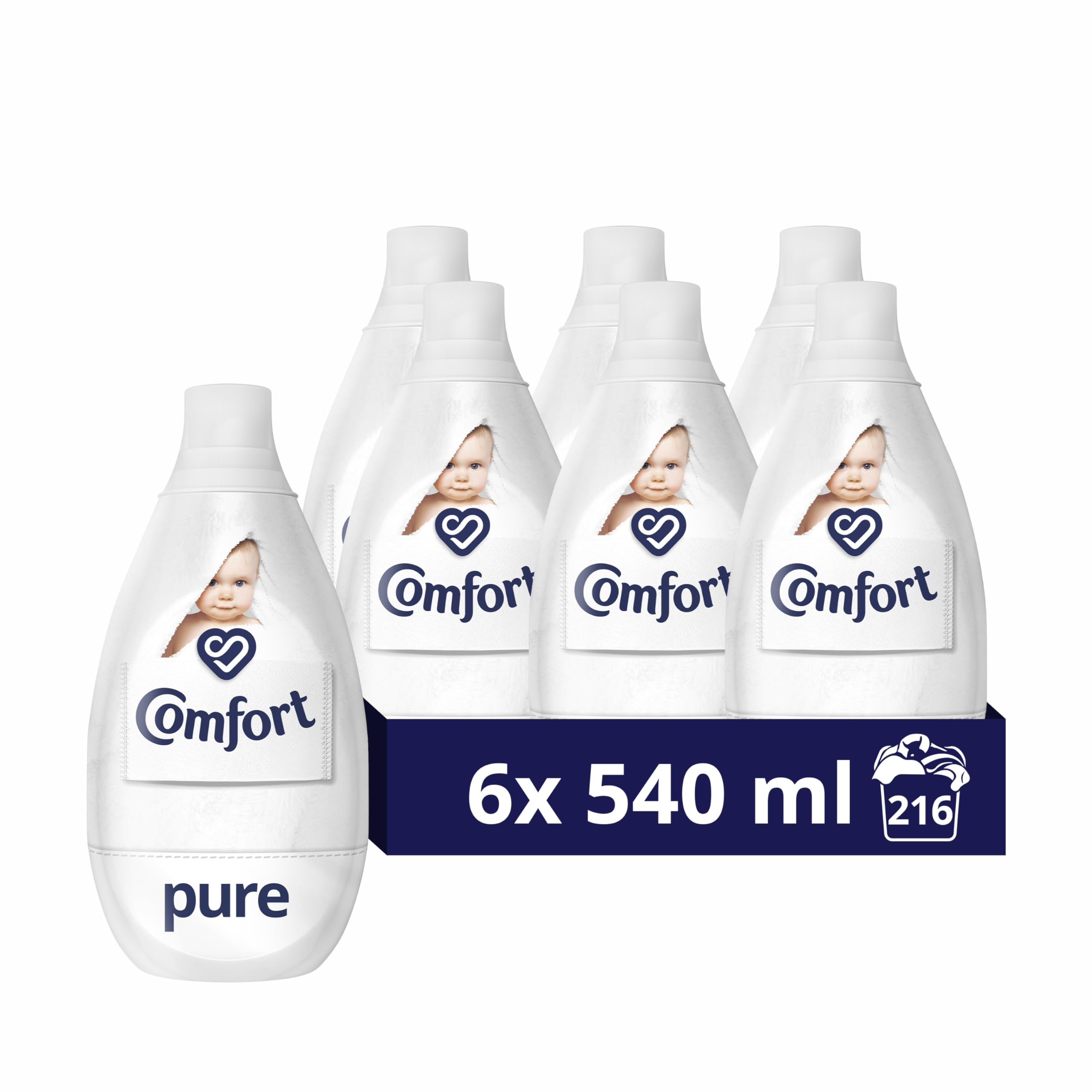 Comfort Pure Ultra-Concentrated Fabric Conditioner dermatologically tested gentle next to sensitive skin 6x 540 ml (216 washes)