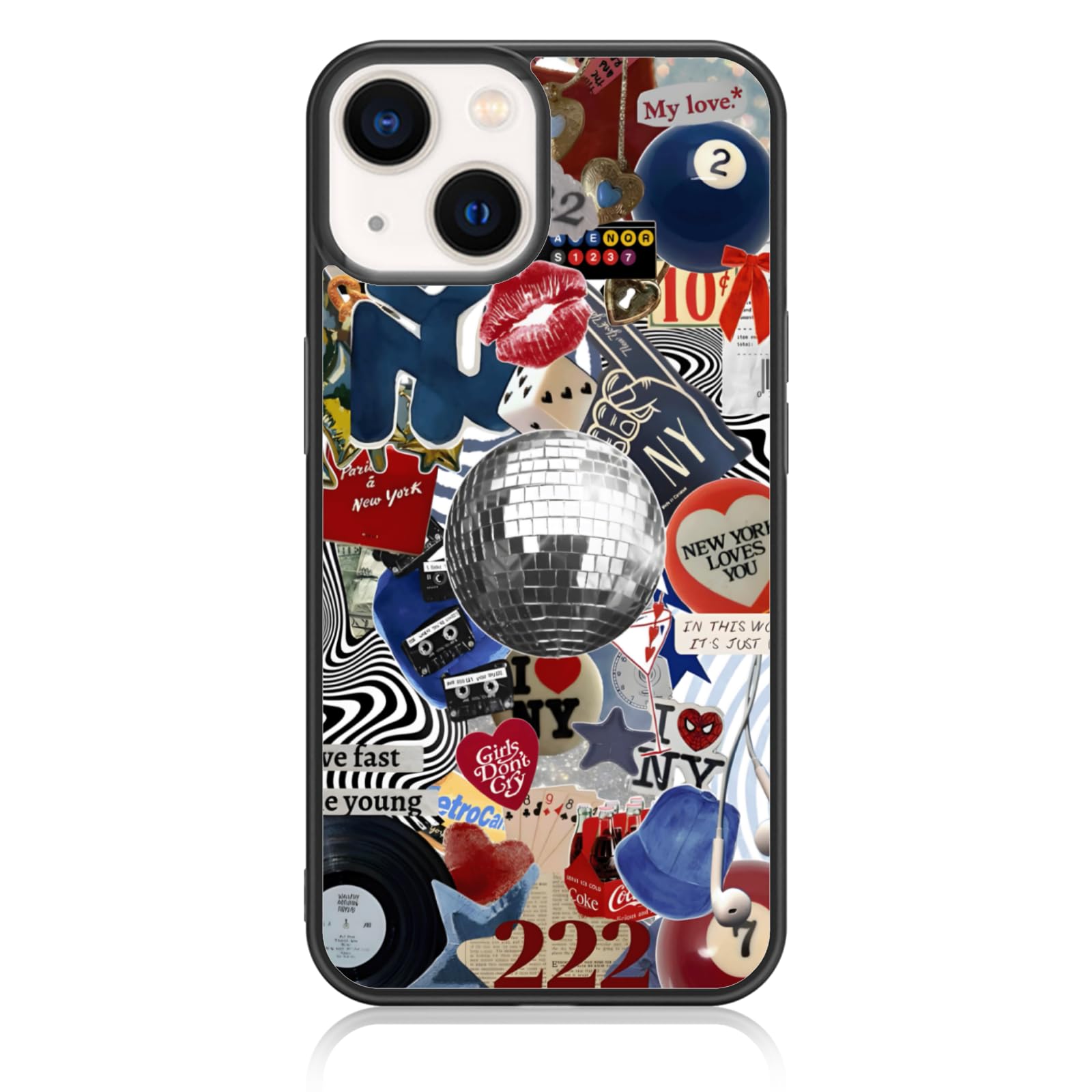Photo 1 of Axulimin Cute Trendy New York Coquette Collage Aesthetic Phone Case for iPhone 14 & iPhone 13 Case for Teen Girls Women Kids Girls - 6.1Inch