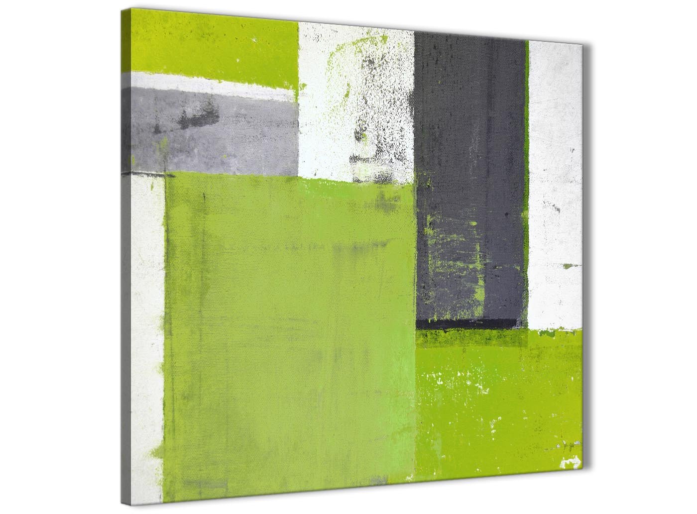 Wallfillers Lime Green Grey Abstract Painting Canvas Wall Art Print