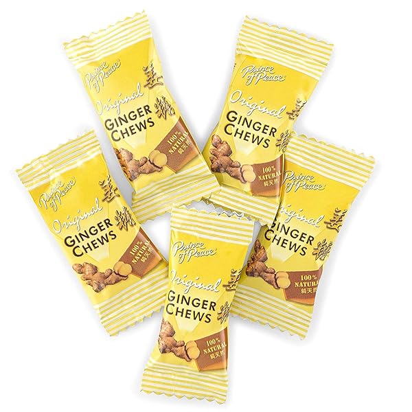 PRINCE OF PEACE GINGER CHEWS ORIGINAL, 1 LB. CANDIED GINGER, NATURAL CHEWS CANDY, CANDY PACK
