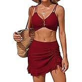 ZAFUL Women's High Waisted Bikini Sets Two Piece Swimsuit with Swim Skirt Tummy Control Bathing Suit String Swim Suits