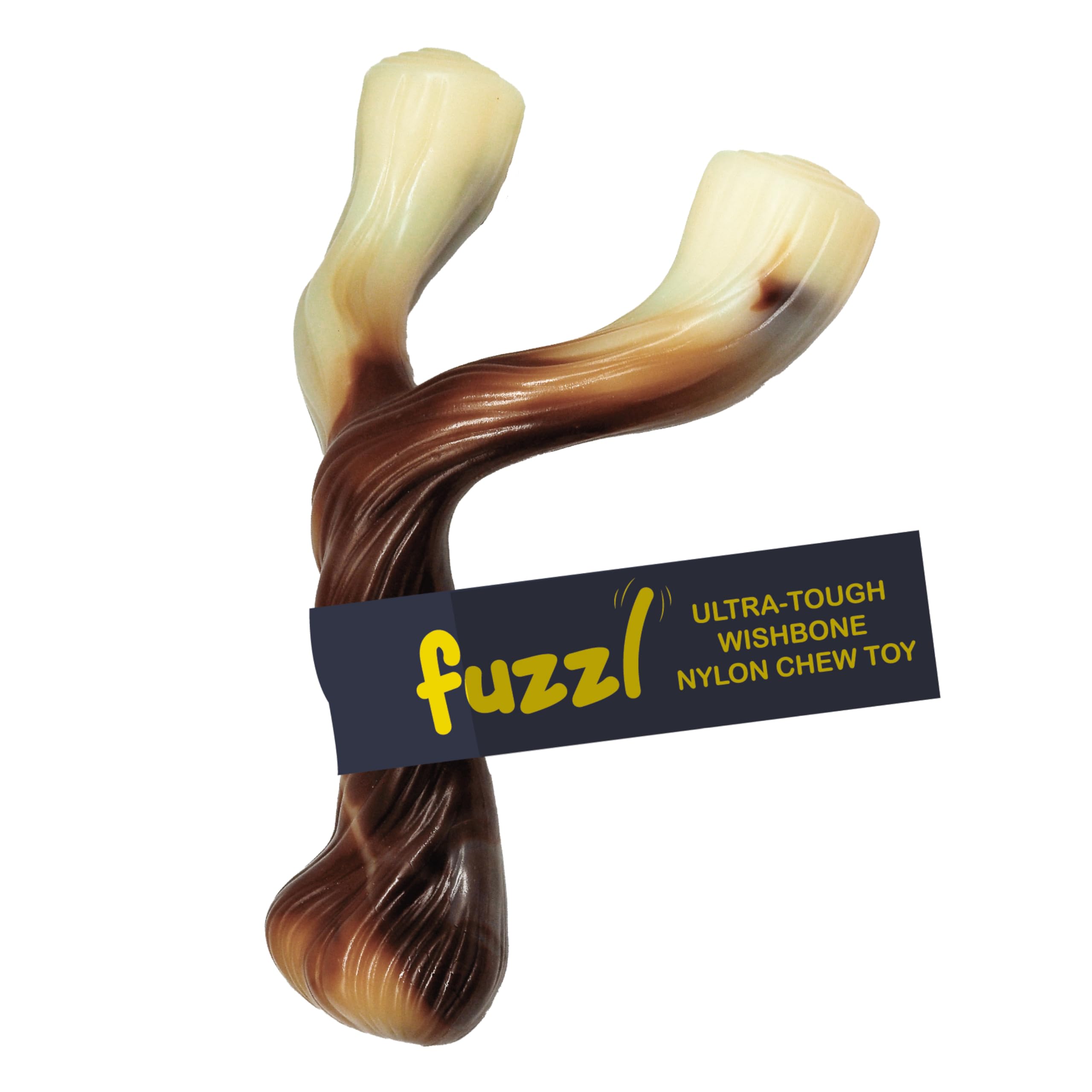 Fuzzl Ultra Tough Nylon Dog Chew Toy - Beef Flavour Wishbone Tough Dog Toys for Extreme & Aggressive Chewers