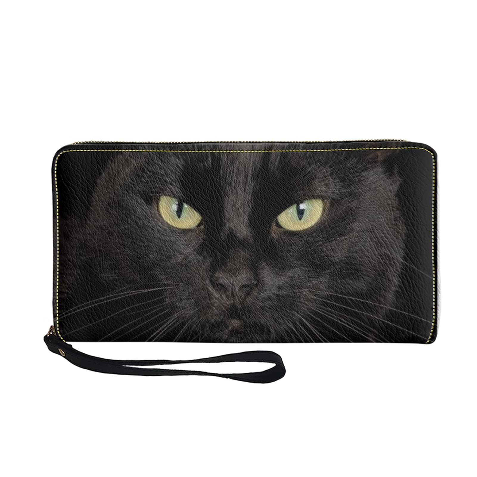 Wanyint Women Wallet Black Cat Animal Handbag for Women Girls Cute Pet Zipper Change Purse Coin Cell Phone Bags ID Cards Holder