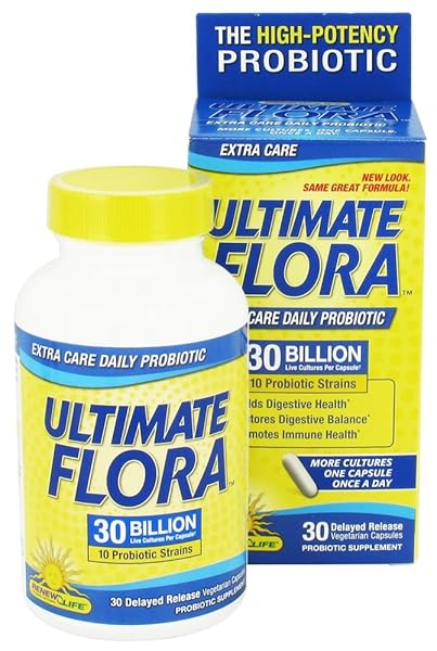 RENEW LIFE EXTRA CARE DIGESTIVE PROBIOTIC CAPSULES, DAILY SUPPLEMENT SUPPORTS IMMUNE, DIGESTIVE AND RESPIRATORY HEALTH, L. RHAMNOSUS GG, DAIRY, SOY AND GLUTEN-FREE, 30 BILLION CFU, 30 COUNT