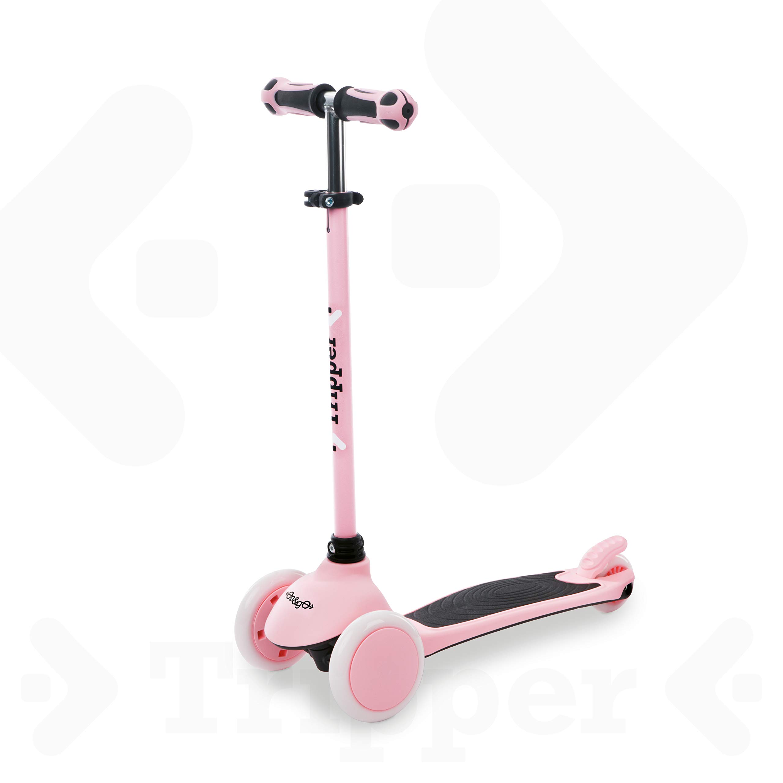 Mondo On&Go Tripper 3-Wheel Scooter, PU Wheels and TPR Handlebar Grips, Rear Safety Brake, Pink