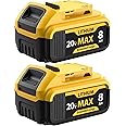 2 Packs 8000mAh Replacement for Dewalt 20V Max Battery Compatible with DCB200 DCB201 DCB202 DCB203 Battery Packs for Dewalt 2