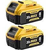 2 Packs 8000mAh Replacement for Dewalt 20V Max Battery Compatible with DCB200 DCB201 DCB202 DCB203 Battery Packs for Dewalt 2