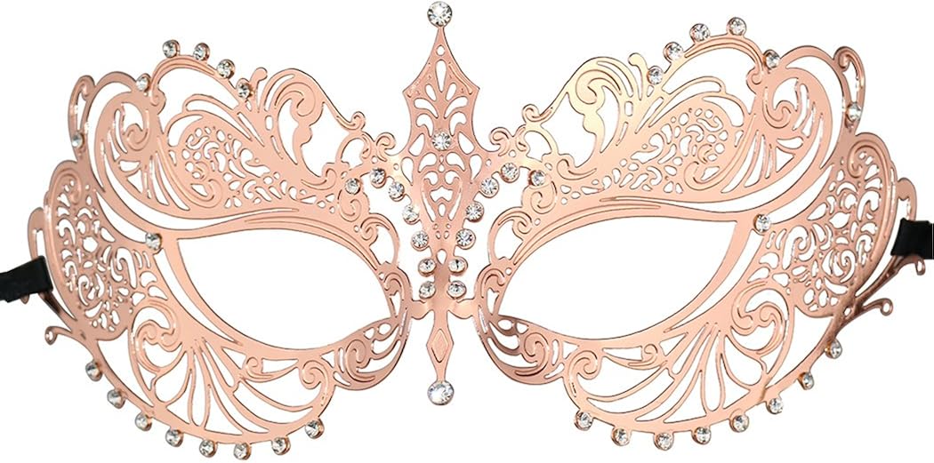 Coddsmz Laser Cut Metal Women's Masquerade Mask Mardi Gras Mask, 1-rose Gold