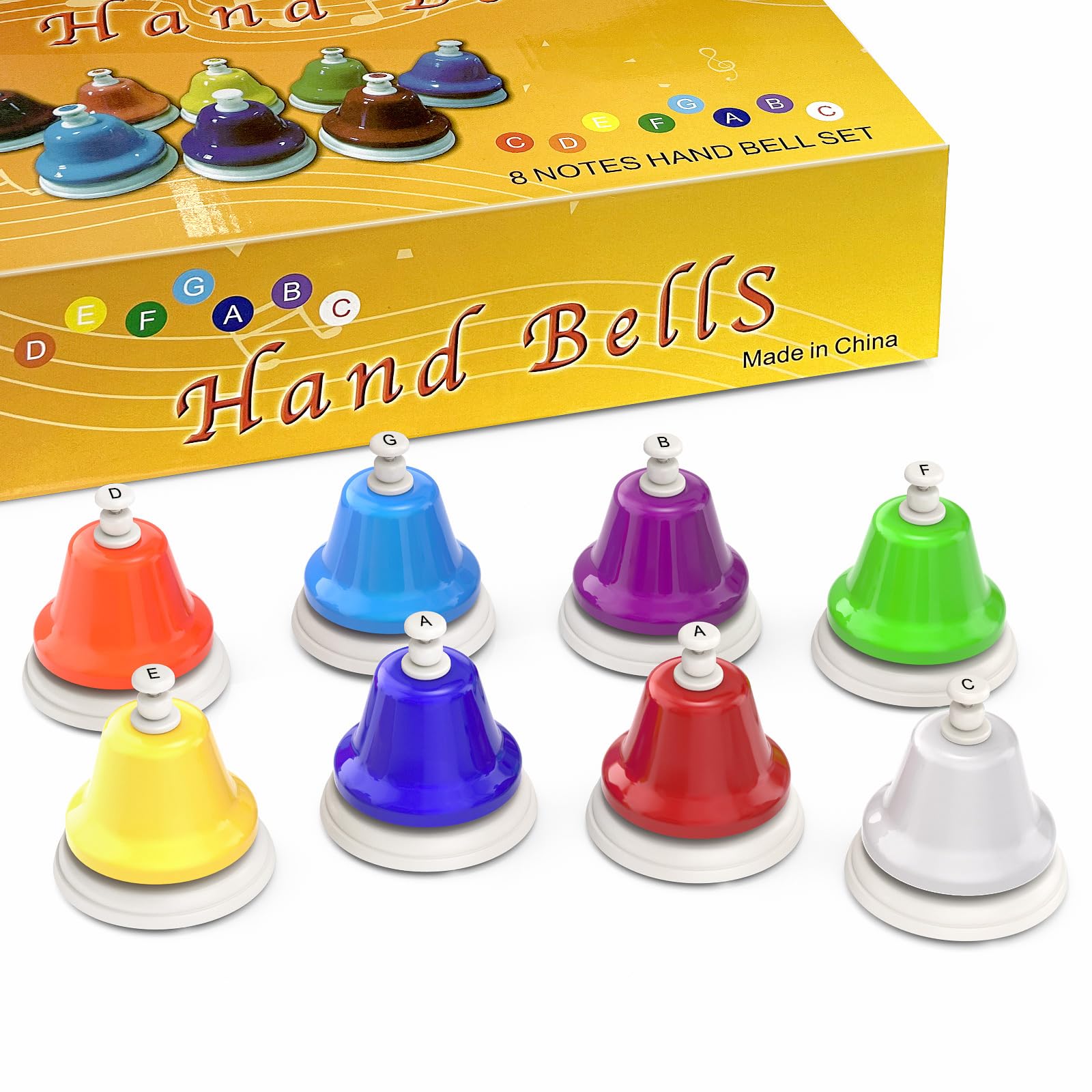 Photo 1 of Facmogu Desk Bells, 8 Notes Diatonic Metal Hand Bells, Rainbow Music Bells, Musical Learning Teaching Percussion Instrument, Holiday Birthday Gift