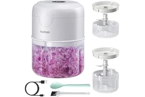 RUPOHU Electric Mini Food Chopper, USB Charging Mini Electric Garlic Chopper,Small Food Processor with Spoon and Brush,Used f