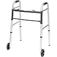 ProBasics Aluminum Lightweight Walker with Wheels, Walker for Seniors, Lightweight Adult Walker with 5" Wheels, Foldable Two-Button Release Walker, 300lbs Weight Capacity