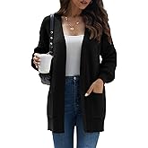 LILBETTER Women's Loose Open Front Cardigan Long Sleeve Casual Lightweight Soft Knit Sweaters Coat with Pockets