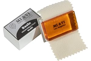 MI&VI Light Rosin for Violin, Viola, Cello Bows - Beige, Velvet Cloth, Box Resin, Square Shape, Super Sensitive (1 Rosin)