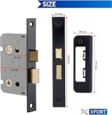 XFORT Matt Black 65mm Mortice Lock Wooden Doors Thumbturn Deadbolt Bathroom view 3