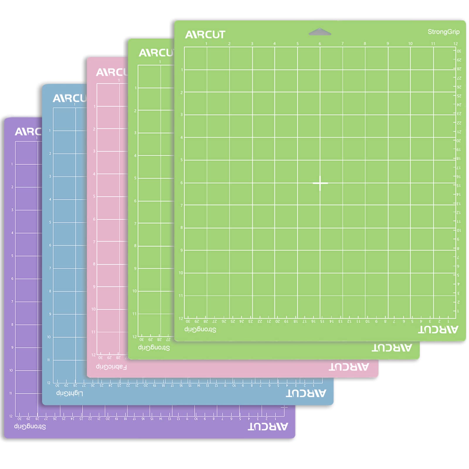 AIRCUT Cutting Mat for Cricut Maker/Explore Air 2/Air/One, 12x12 Inch (Multicolor 5 Pack, Multicolor 12''x12'')