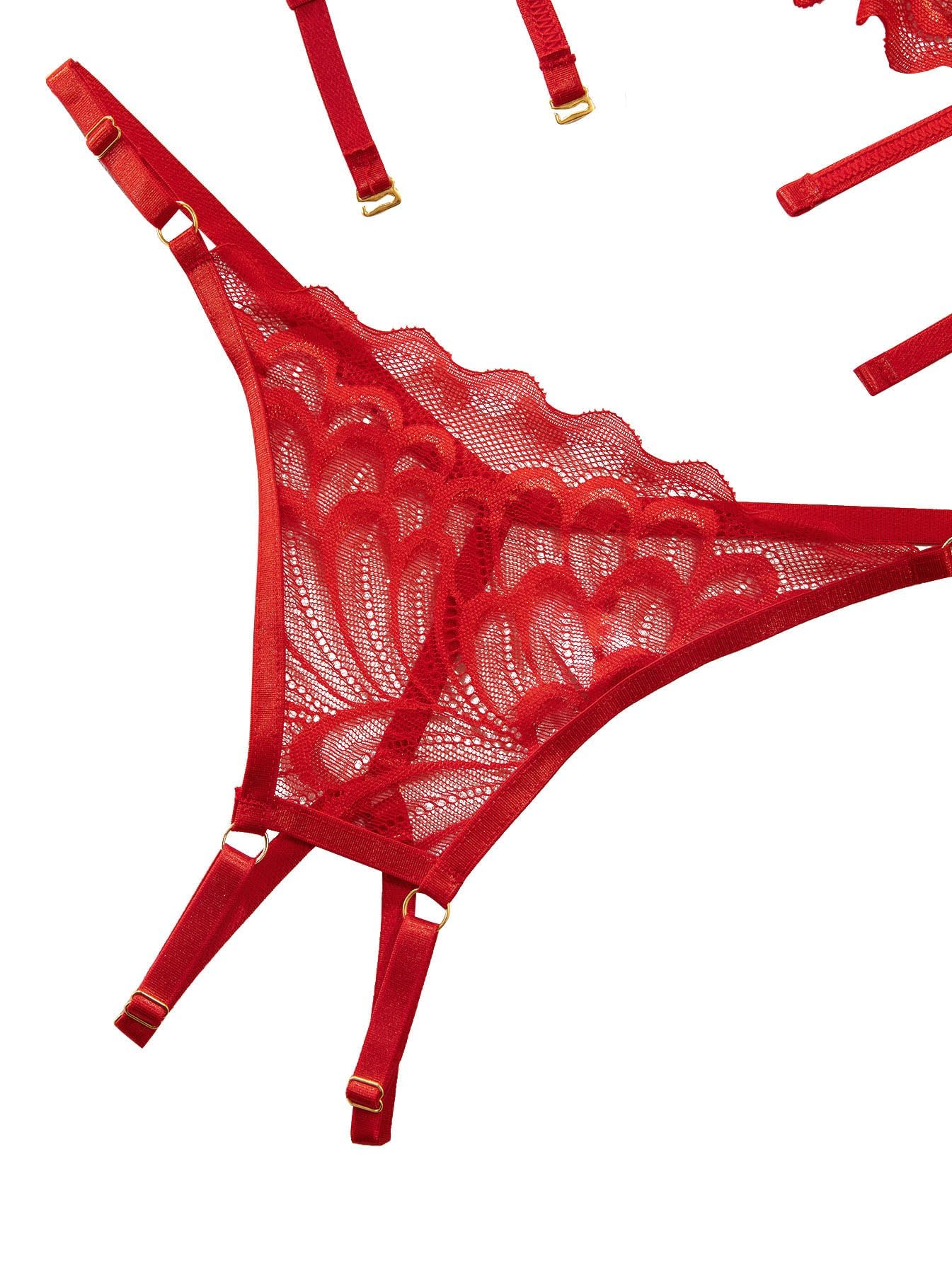 Lilosy Sexy Underwire Floral Lace Sheer Lingerie Set for Women See Through Bra and Panty 2 Piece