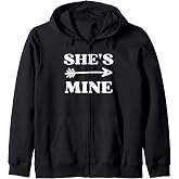 I belong to her, she belongs to me, I belong to him, he belongs to me Matching couples Zip Hoodie