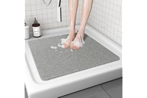 Non Slip Shower Mat, Comfortable Bath mat for Textured Surface, Phthalate Free, Non Slip Comfort Bathtub Mats with Drain, PVC