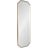 Kate and Laurel Rhodes Modern Full Length Framed Octagon Wall Mirror, 16 x 48, Gold, Decorative Glam Geometric Wall Accent