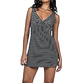 Linlinchuli Womens Polka Dots V Neck Tank Dress Sleeveless Sexy Mini Dress Summer A Line Dresses