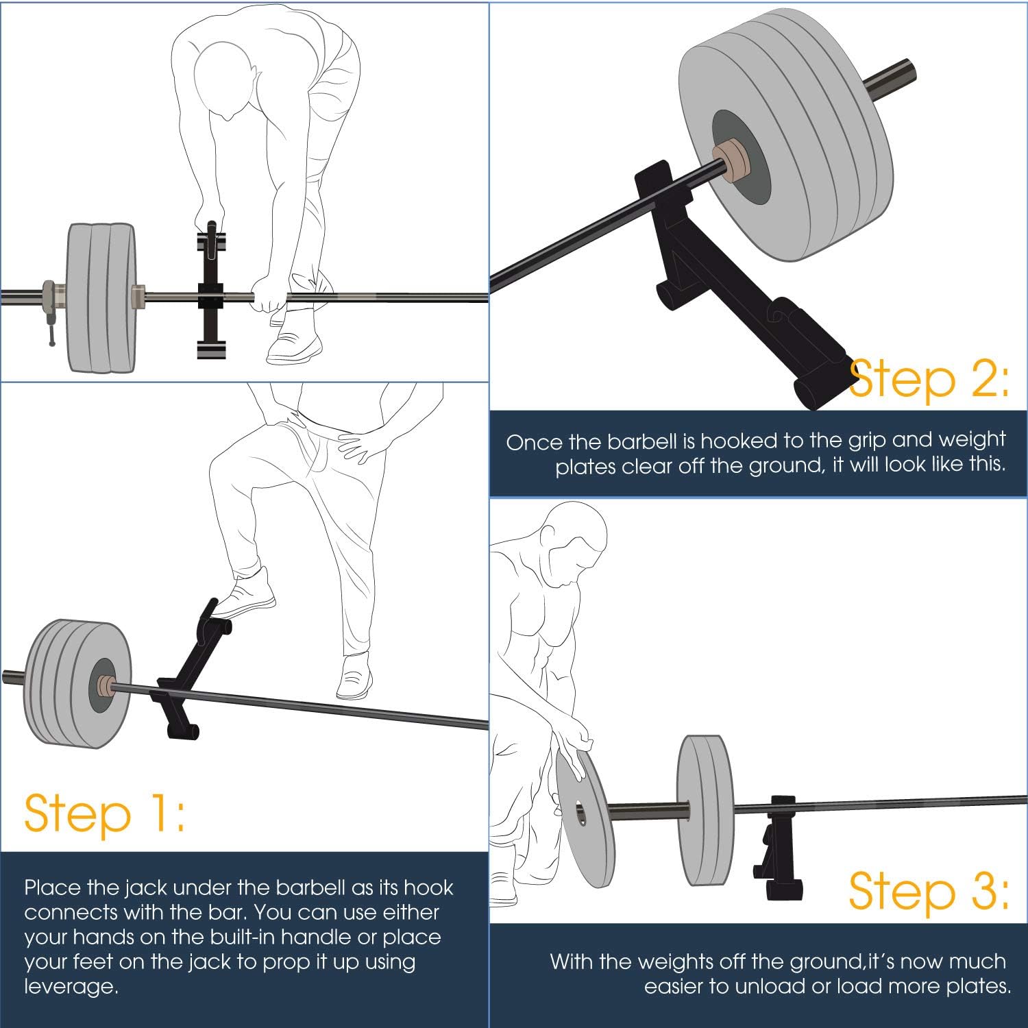 Yes4All Mini Deadlift Barbell Jack with Handle – Ideal for Loading/Unloading Weight Plates – Deadlift Bar Jack/Deadlift Jack Stand (Black) : Sports & Outdoors