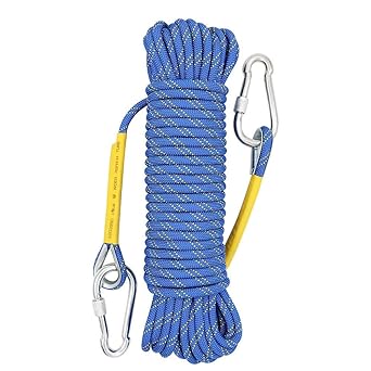 Amazon Xben多用途ロープ 多目的ザイル 芯13本紐の頑丈な高強度多機能ロープ 径8mm多目的ロープ 多機能コード 補助ロープ 耐荷重10kg テントロープ 防災強風対策安全ロープ アウトドアロープ 園芸ロープ 2個カラビナ付き オレンジロープ10m ブルー