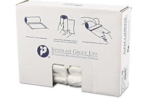 Inteplast HDPE Can Liners, 10 Microns, 30" x 37", Natural, Pack of 500 Liners