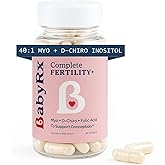 BabyRx Complete Fertility+ for Women | Fertility Supplement with Myo-Inositol 2000mg, D-Chiro Inositol 50mg, Folate, Vitamin D3 &amp; B12 | Ovulation &amp; Hormone Balance Support | 90 Capsules