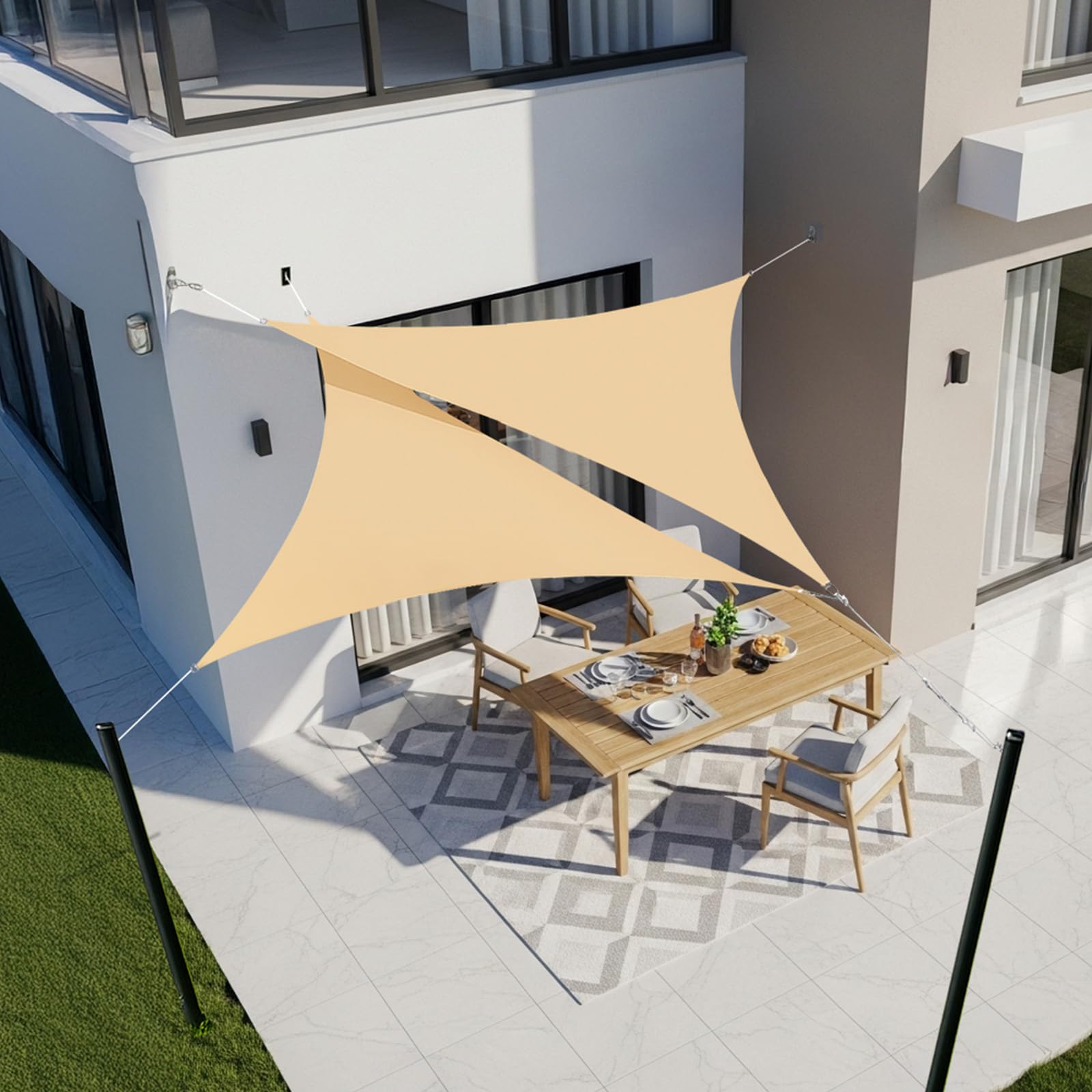 LOVE STORY Sun Shade Sail Waterproof Triangular 2x2x2m Canopy Outdoor UV Block Sunshade Sail for Patio Garden Backyard，Sand