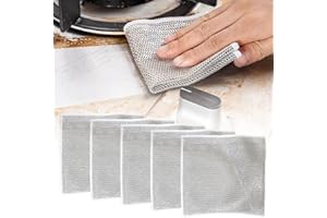Multipurpose Wire Dishwashing Rags for Wet and Dry, 2026 Upgrade Non-Scratch Wire Dishcloth Scrubbing Metal Dishwashing Rag, 