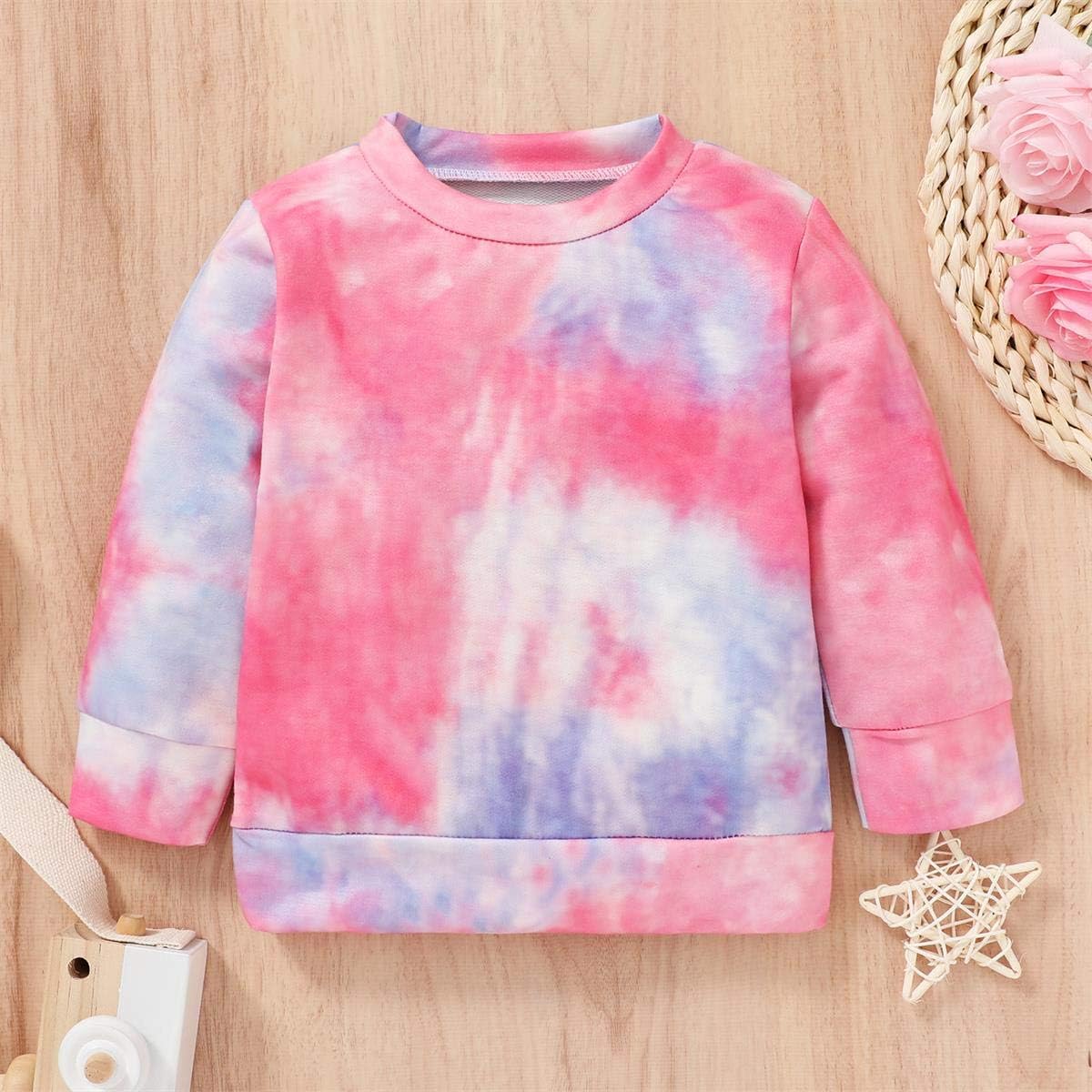 Toddler Baby Girls Sweatshirt Leopard/Tie Dye Casual Blouse Top Fashion Pullover Shirt Fall Winter Outfit: Clothing